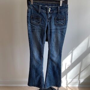 Mossimo Supply Co Flare Jeans Size 6 Low Mid Rise Retro Pocket Detail Y2K